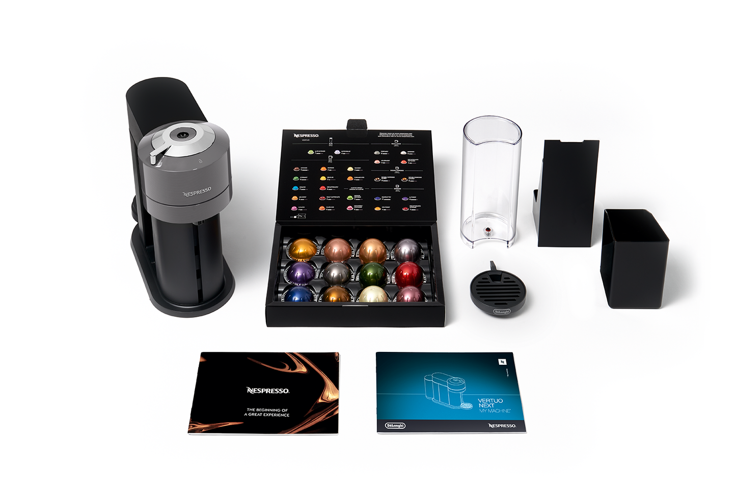 Nespresso Vertuo Next Espresso Machine by DeLonghi with Aeroccino - Grey