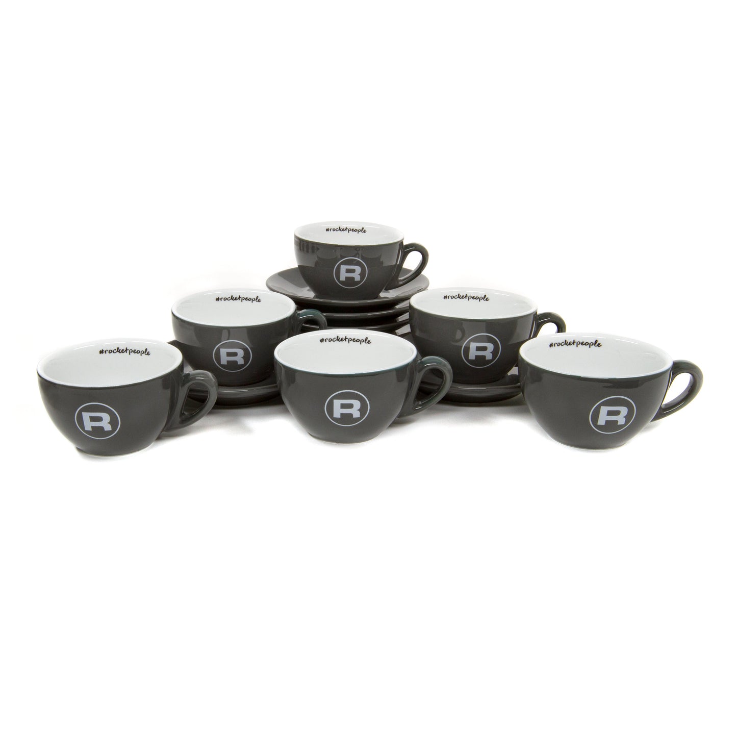 Rocket Espresso 6 Piece Cappuccino Cup and Saucer Set - Grey