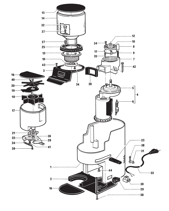 Gaggia MDF Part Diagram ER0018