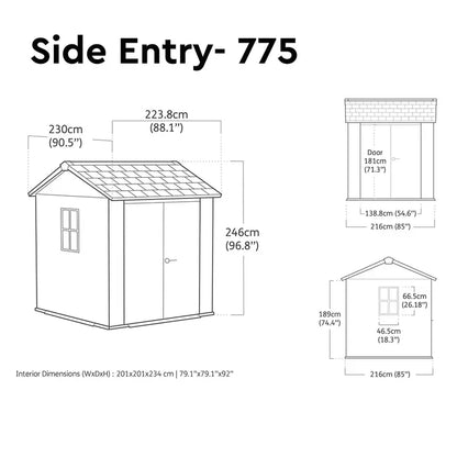 Keter Newton Plus 7ft 4" x 7ft 6" (2.2 x 2.3m) Storage Shed with Side Entry – image 2 of 6