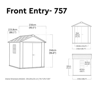 Keter Newton Plus 7ft 6" x 7ft 4" (2.3 x 2.2m) Storage Shed with Front Entry – image 2 of 6