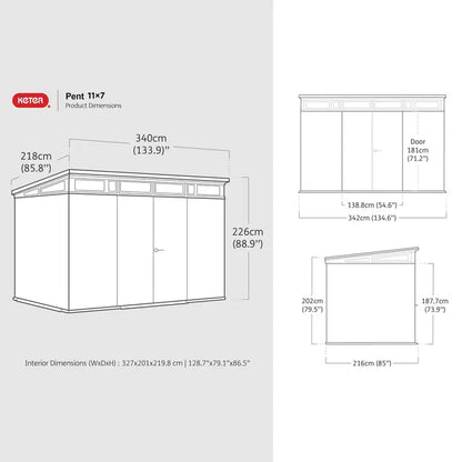 Keter Ashwood Signature 11ft 2" x 7ft 2" (3.4 x 2.2m) Storage Shed – image 2 of 6