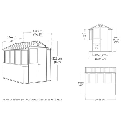 Keter 6ft 3" x 8ft (1.9 x 2.4m) Potting Shed – image 2 of 8