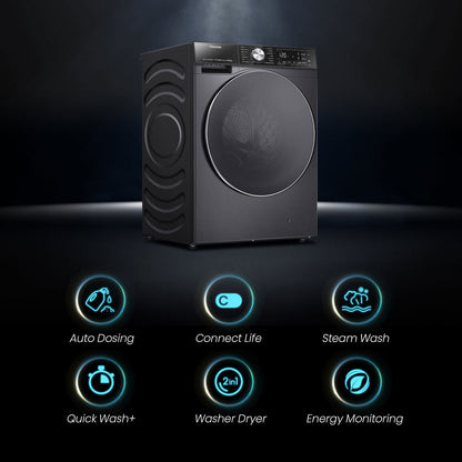 Hisense WD5S1045BB 10.5/6kg, Washer Dryer, D Rated in Black – image 4 of 8