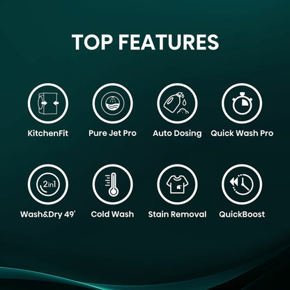 Hisense KitchenFit 5i Series WD5I1045BBQ, 10.5kg / 6kg Washer Dryer, D Rated in Black – image 4 of 8