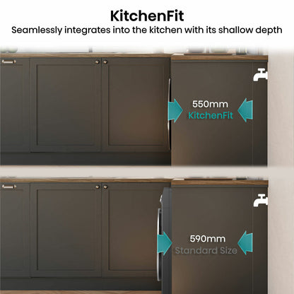 Hisense KitchenFit 5i Series WD5I1045BBQ, 10.5kg / 6kg Washer Dryer, D Rated in Black – image 5 of 8