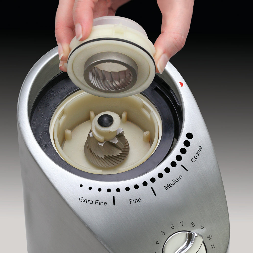 Capresso Infinity Plus Conical Burr Coffee Grinder in Metal