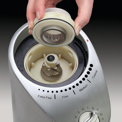 Capresso Infinity Plus Conical Burr Coffee Grinder in Metal