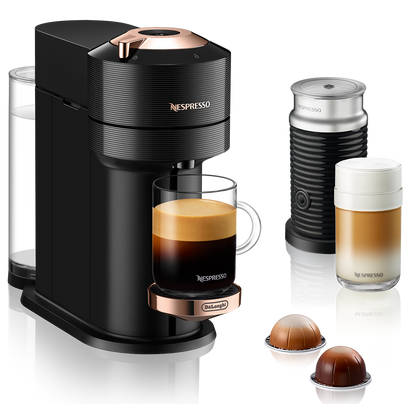 Nespresso Vertuo Next Premium Espresso Machine by DeLonghi with Aeroccino - Black Rose Gold