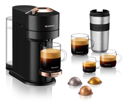 Nespresso Vertuo Next Premium Espresso Machine by DeLonghi with Aeroccino - Black Rose Gold
