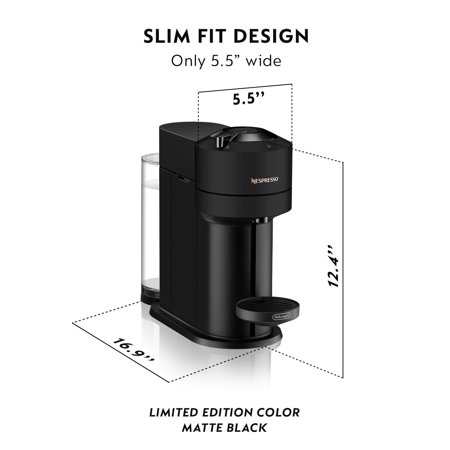 Nespresso Vertuo Next Espresso Machine by DeLonghi with Aeroccino - Matte Black