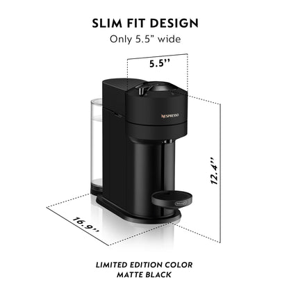 Nespresso Vertuo Next Espresso Machine by DeLonghi with Aeroccino - Matte Black
