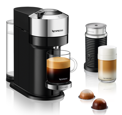 Nespresso Vertuo Next Deluxe Espresso Machine by DeLonghi with Aeroccino - Chrome