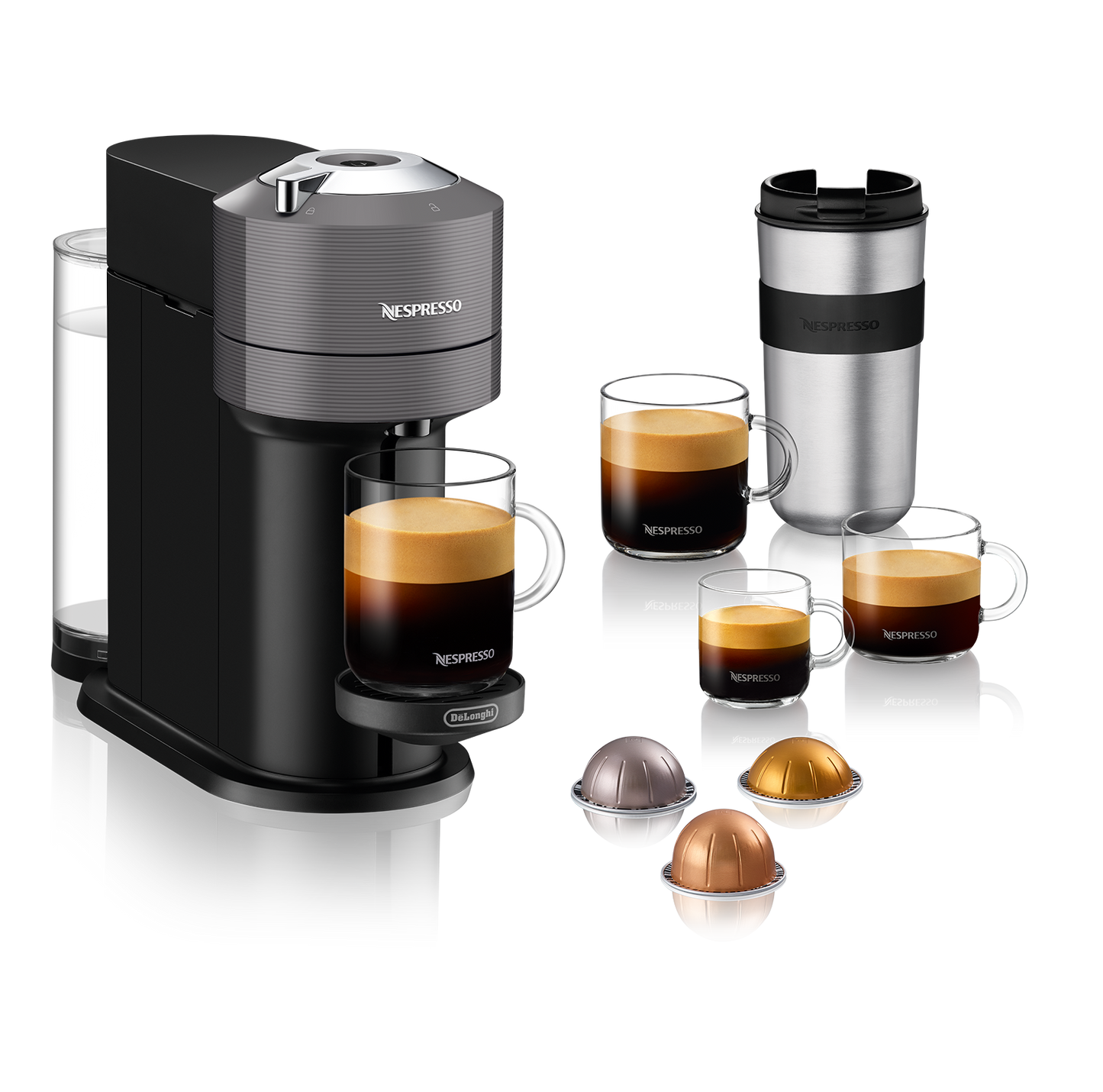 Nespresso Vertuo Next Espresso Machine by DeLonghi with Aeroccino - Grey