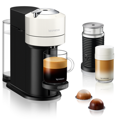 Nespresso Vertuo Next Espresso Machine by DeLonghi with Aeroccino - White