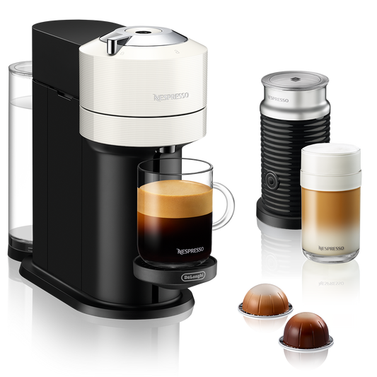 Nespresso Vertuo Next Espresso Machine by DeLonghi with Aeroccino - White
