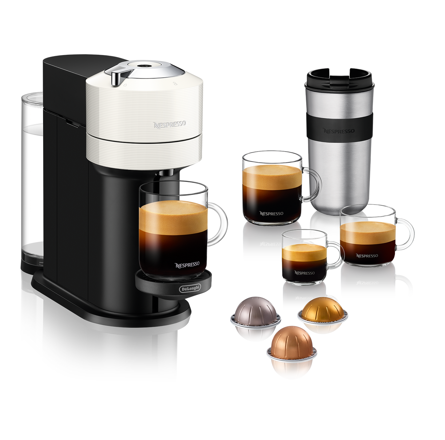 Nespresso Vertuo Next Espresso Machine by DeLonghi with Aeroccino - White