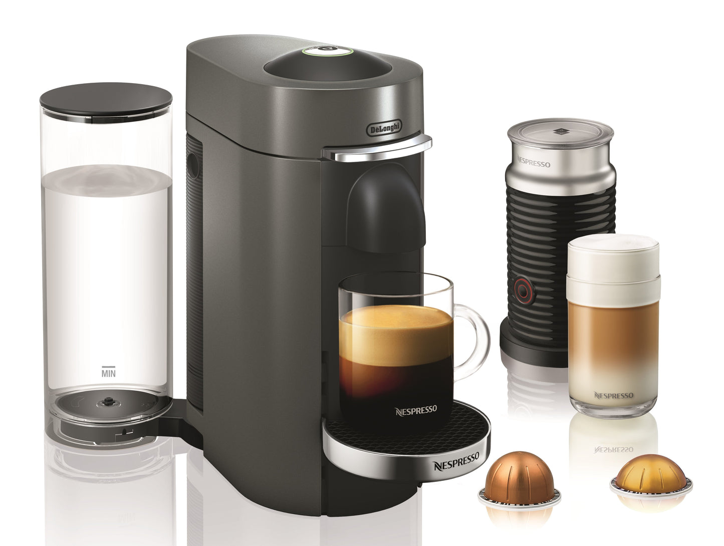 Nespresso Vertuo Plus Deluxe Espresso Machine by DeLonghi with Aeroccino - Titan