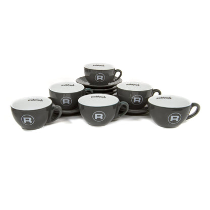 Rocket Espresso 6 Piece Cappuccino Cup and Saucer Set - Grey
