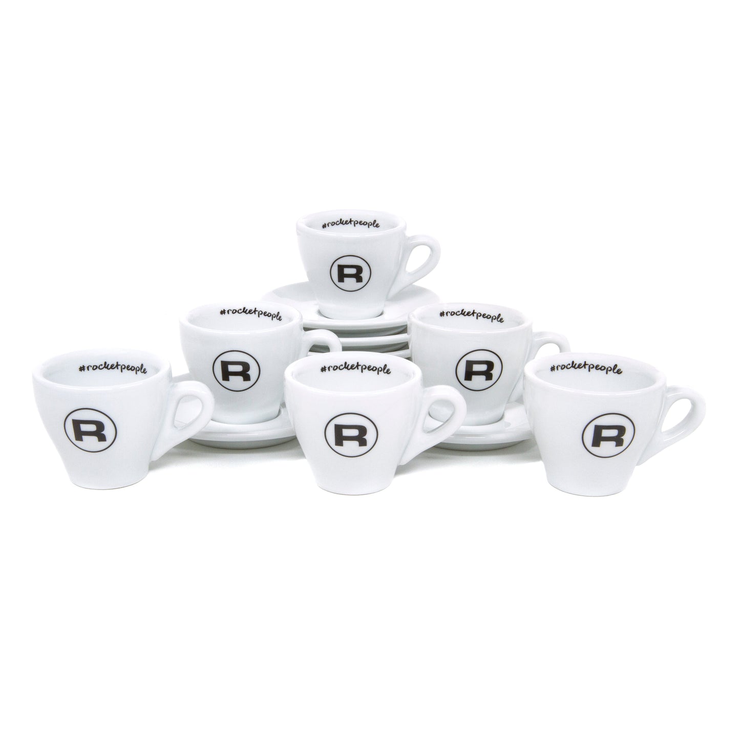 Rocket Espresso 6 Piece Espresso Cup and Saucer Set - White
