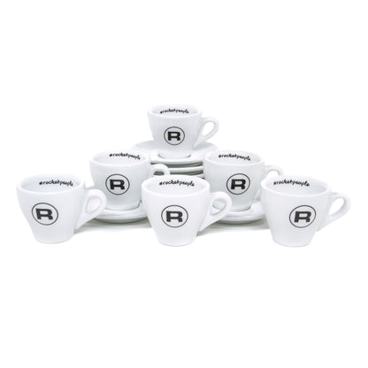 Rocket Espresso 6 Piece Espresso Cup and Saucer Set - White