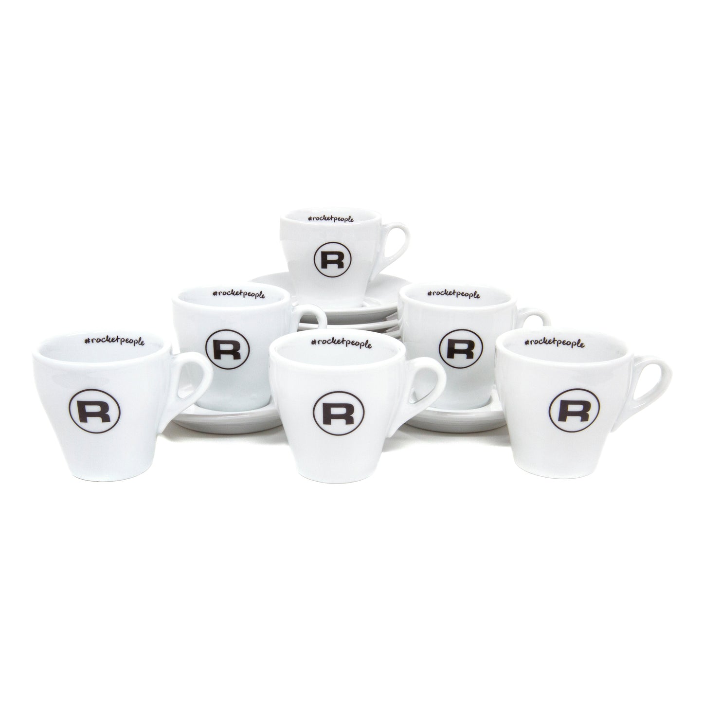Rocket Espresso 6 Piece Flat White Cup and Saucer Set - White