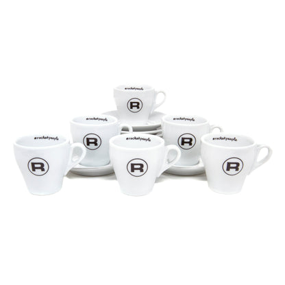 Rocket Espresso 6 Piece Flat White Cup and Saucer Set - White
