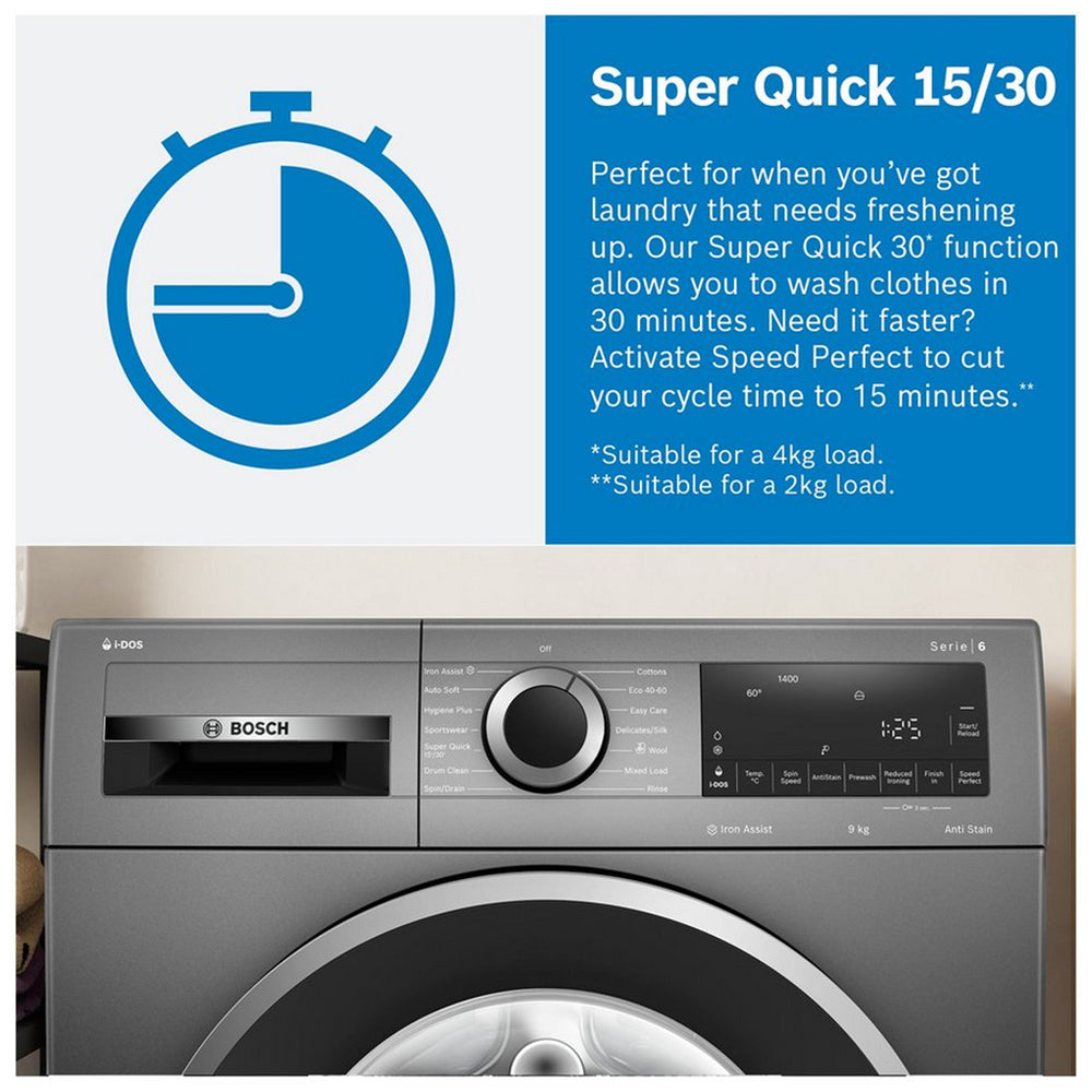 Bosch WGG244ZCGB Serie 6 9kg 1400 Spin Washing Machine Graphite – image 15 of 15