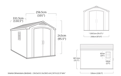 Keter Factor Shed 8x11ft Storage Shed- Brown – image 5 of 9