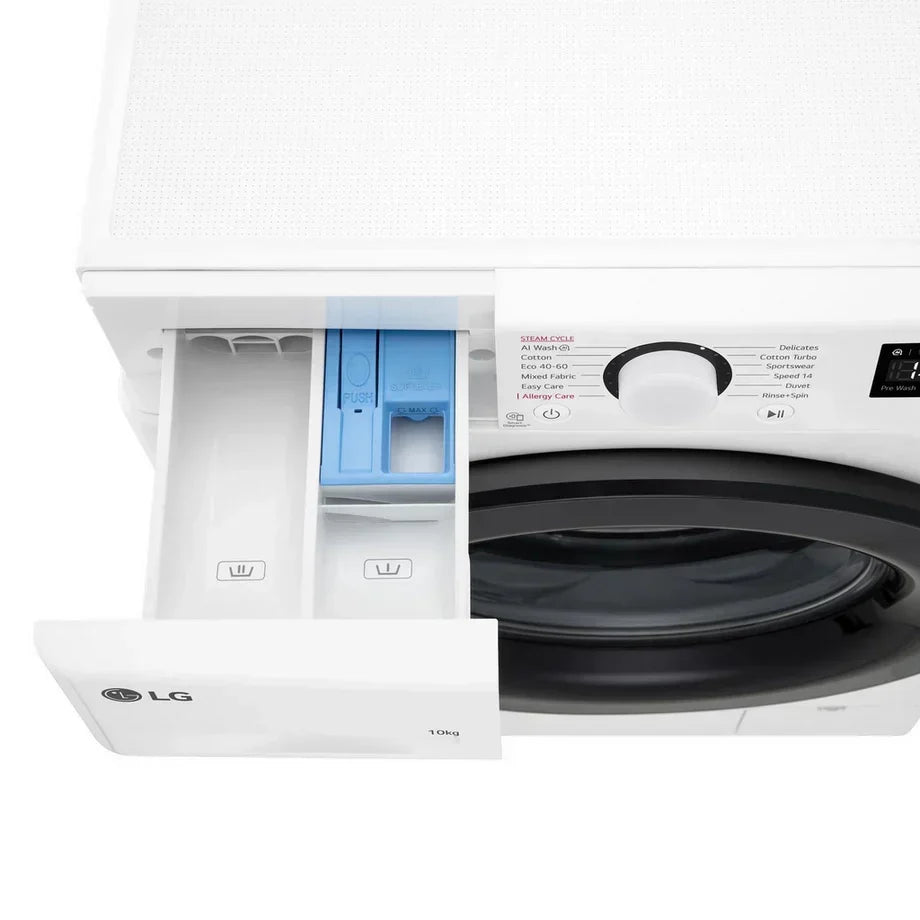 LG F4Y510WBLN1 10kg Steam 1400 Spin Freestanding Front Load Washing Machine White - A Rated – image 7 of 14