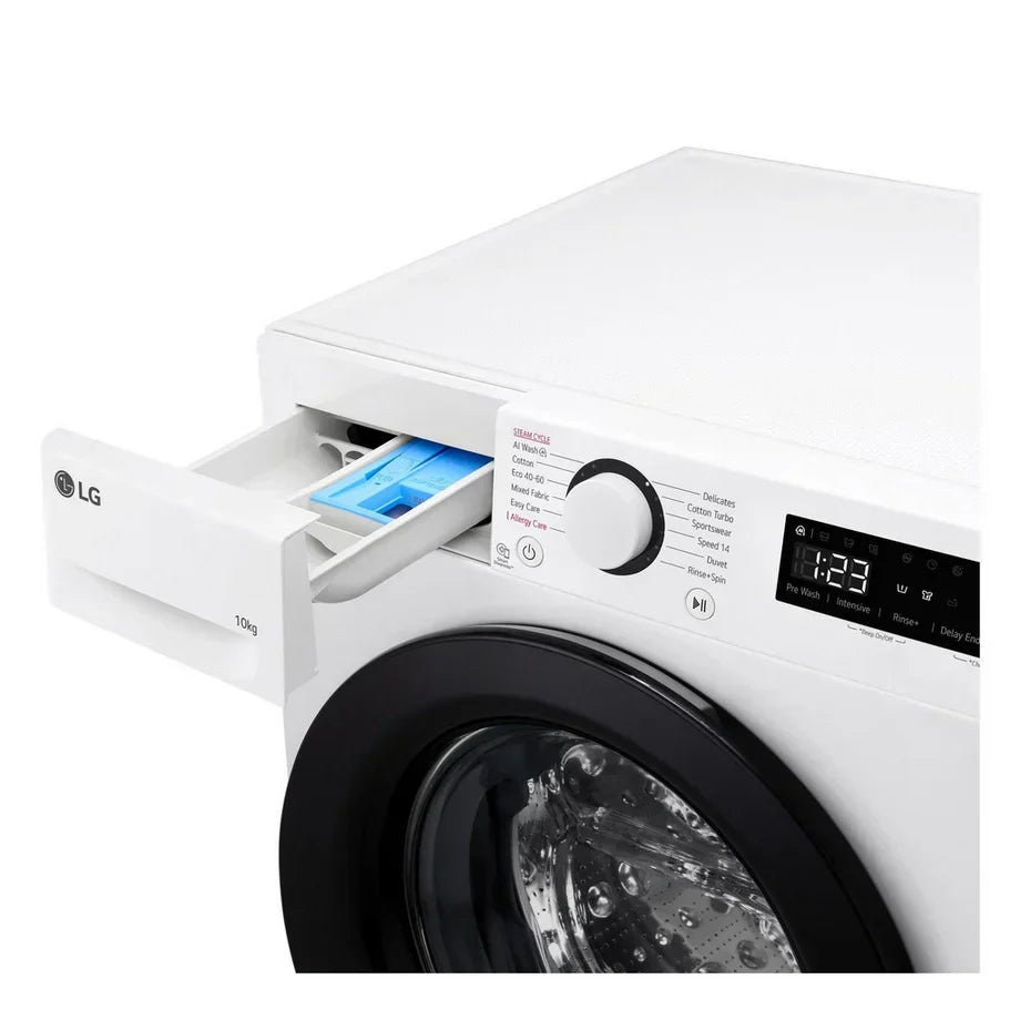 LG F4Y510WBLN1 10kg Steam 1400 Spin Freestanding Front Load Washing Machine White - A Rated – image 4 of 14