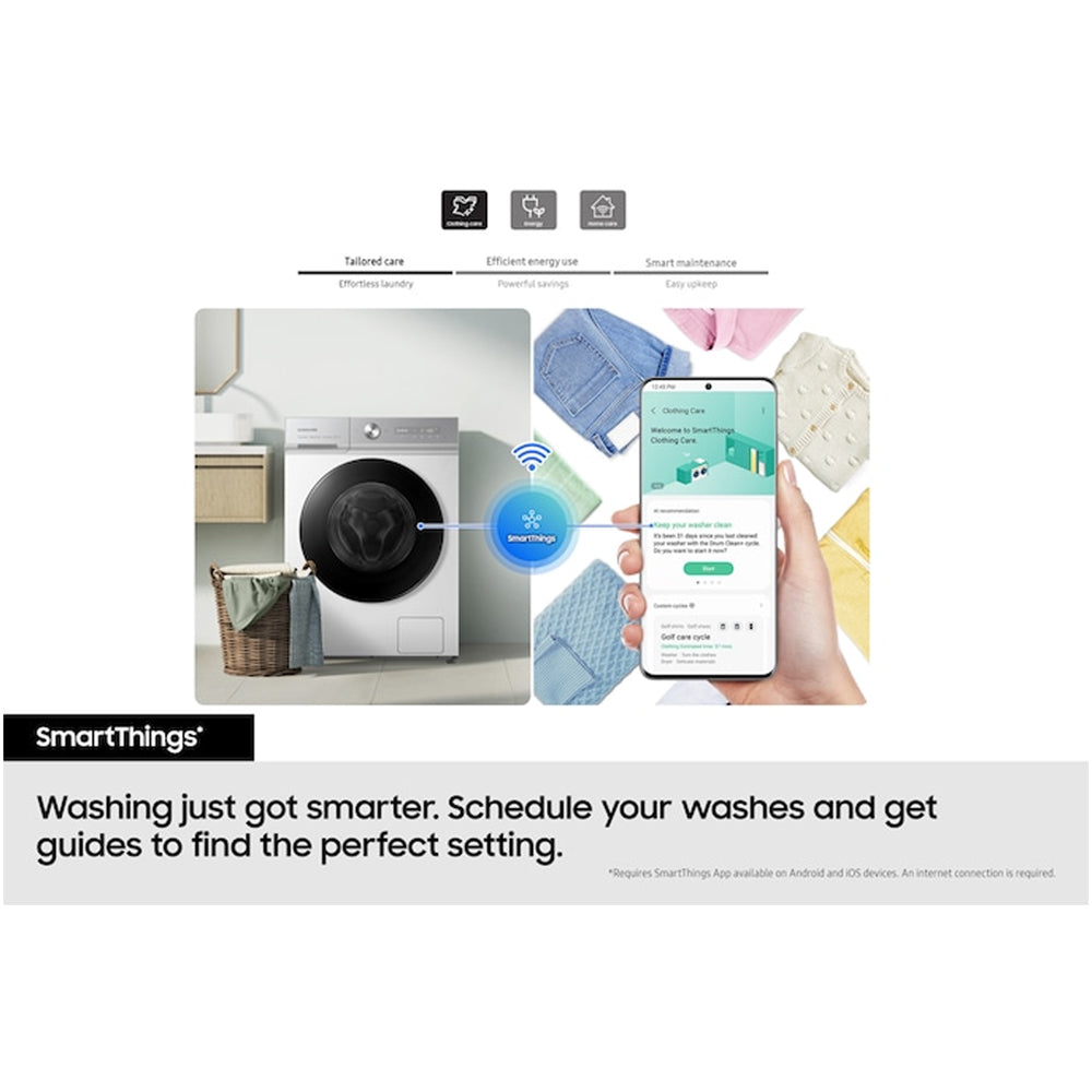 Samsung Series 8 WW11DB8B95GHU1 Bespoke AI Energy 11kg 1400 Spin Smart Washing Machine White – image 10 of 13