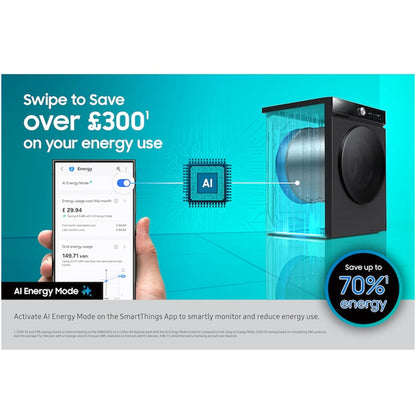 Samsung Series 9 WF90F09C4SU1 Bespoke AI Home 9kg 1400 Spin Smart Washing Machine Dark Steel – image 8 of 16
